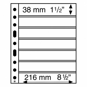 LEUCHTTURM - Fogli neri GRANDE 7 S a 7 tasche da 216x38 mm per lato - 5 pz.