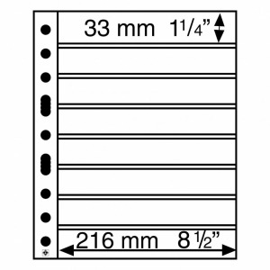 LEUCHTTURM - Fogli neri GRANDE 8 S a 8 tasche da 216x33 mm per lato - 5 pz.