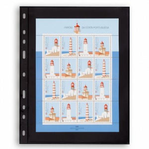 LEUCHTTURM - Fogli neri OPTIMA 1 S a 1 tasca da 180x245 mm per lato - 10 pz.