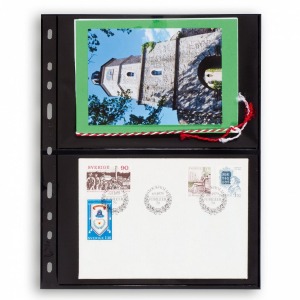 LEUCHTTURM - Fogli neri OPTIMA 2 S a 2 tasche da 180x120 mm per lato - 10 pz.