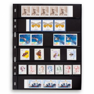 LEUCHTTURM - Fogli neri OPTIMA 6 S a 6 tasche da 180x35 mm per lato - 10 pz.