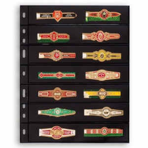 LEUCHTTURM - Fogli neri OPTIMA 7 S a 7 tasche da 180x30 mm per lato - 10 pz.