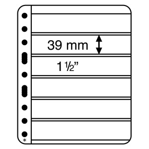 LEUCHTTURM - Fogli neri VARIO PLUS 6 S a 6 tasche da 195x39 mm per lato - 5 pz.