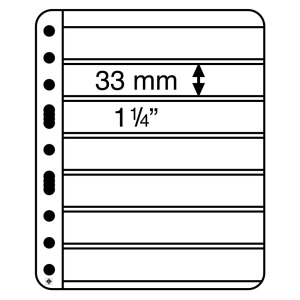 LEUCHTTURM - Fogli neri VARIO PLUS 7 S a 7 tasche da 195x33 mm per lato - 5 pz.
