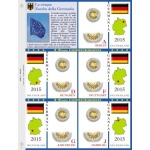 ABAFIL - Foglio 2 € commemorativi 5 ZECCHE DELLA GERMANIA 2015 Bandiera Europea
