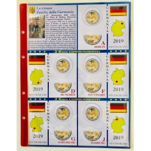 ABAFIL - Fogli 2 € commemorativi 5 ZECCHE DELLA GERMANIA 2019