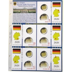ABAFIL - Foglio 2 € commemorativi 5 ZECCHE DELLA GERMANIA 2020 Brandeburgo