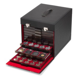 LEUCHTTURM - Valigetta PORTABOX in similpelle per 10 Box MB o 6 Box MB XL vuota - Nera