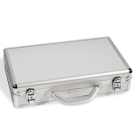 LEUCHTTURM - Valigetta in alluminio CARGO L6 con 6 vassoi in floccato blu a 40 caselle quadrate da 33 mm