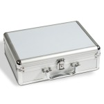LEUCHTTURM - Valigetta in alluminio CARGO S6 con 6 vassoi in floccato blu a 20 caselle quadrate da 41 mm
