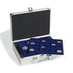 LEUCHTTURM - Valigetta in alluminio CARGO S6 con 6 vassoi in floccato blu a caselle quadrate assortiti