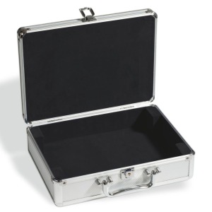 LEUCHTTURM - Valigetta in alluminio CARGO S6 con 6 vassoi in floccato blu a 20 caselle quadrate da 41 mm