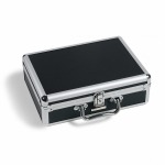 LEUCHTTURM - Valigetta nera CARGO S6 con 6 vassoi in floccato rosso a 20 caselle quadrate da 41 mm