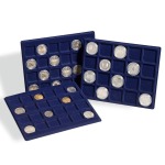 LEUCHTTURM - Vassoi TABLÒ S in floccato blu a 12 caselle quadrate da 50 mm con tacca - 2 pz.