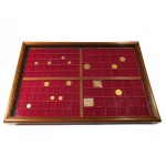 ABAFIL - Vetrina da esposizione in legno massello con 4 ripiani Standard in velluto rosso Linea Legno