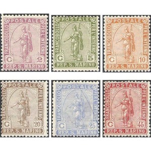 SAN MARINO - 1922 - Servizio interno: Statua della Libertà - 6 v.