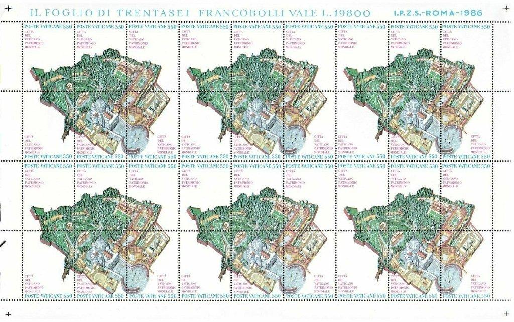 1986 Veduta della Citta del Vaticano 1 MF da 6 blocchi Vaticano VATICANO - 1986 - Veduta della Città del Vaticano - 1 MF da 6 blocchi