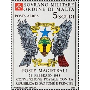 S.M.O.M. - 1988 - Posta Aerea: Convenzione postale con San Tomè e Principe - 1 v.