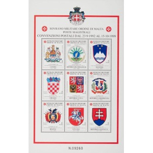 S.M.O.M. - 2002 - Posta Aerea: Stemmi delle nazioni con convenzione postale - 1 BF