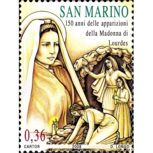 SAN MARINO - 2008 - 150° delle apparizioni della Madonna di Lourdes - 3 MF da 12 v.