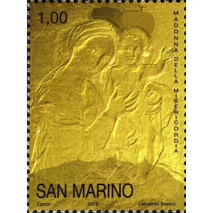 SAN MARINO - 2008 - Bassorilievo di Leonardo Blanco, per la Basilica dell'Annunciazione di Nazareth - 1 MF da 12 v. con illustrazione