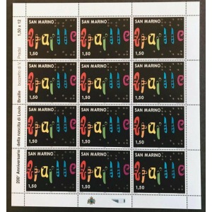 SAN MARINO - 2009 - 200° della nascita di Louis Braille - 1 MF da 12 v.