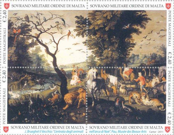 2011 Natura e arte Jan Brueghel il vecchio 4 v. in blocco S.M.O.M. SMOM S.M.O.M. - 2011 - Natura e arte: Jan Brueghel il vecchio - 4 v. in blocco