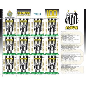SAN MARINO - 2012 - 100° del Santos Futebol - 1 MF da 12 v. con illustrazione