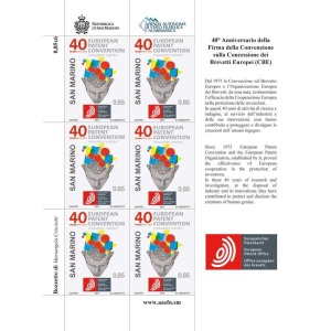 SAN MARINO - 2013 - 40° della firma della Convenzione sulla Concessione dei Brevetti Europei - 1 MF da 6 v. con illustrazione