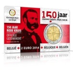 BELGIO - 2014 - VARIETÀ 2 € 150° della Croce Rossa in Belgio (iscrizione italiana) - FDC in coin card