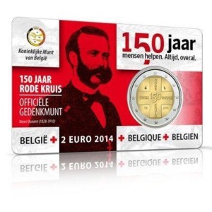 BELGIO - 2014 - VARIETÀ 2 € 150° della Croce Rossa in Belgio (iscrizione italiana) - FDC in coin card