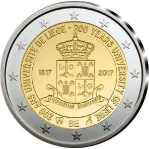 BELGIO - 2017 - 2 € 200° dell'Università di Liegi - FDC in coin card casuale