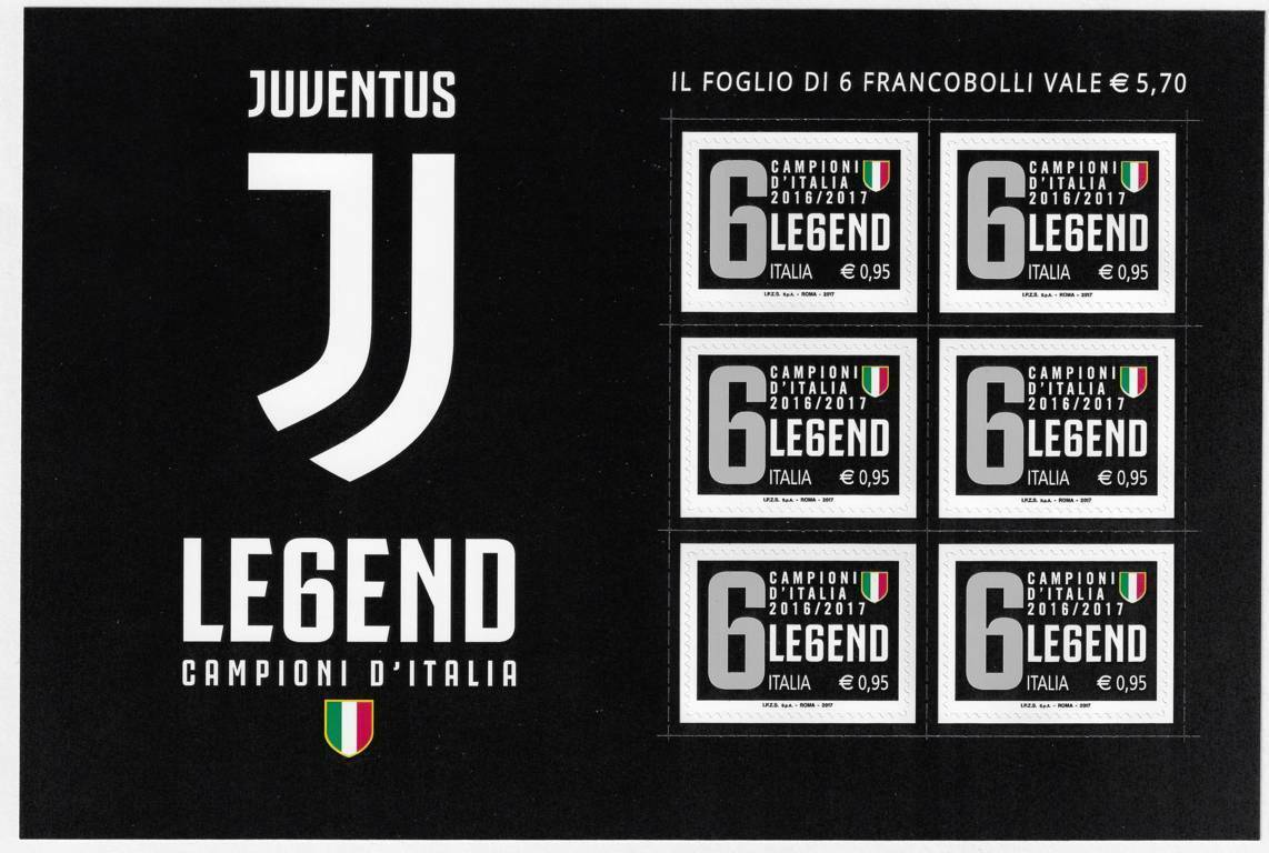 2017 Juventus campione d Italia 1 MF da 6 v. Italia ITALIA - 2017 - Juventus campione d'Italia - 1 MF da 6 v.