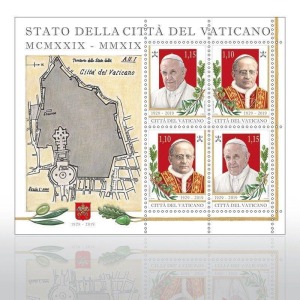 VATICANO - 2019 - 90° anniversario dei Patti Lateranensi e della Fondazione dello Stato della Città del Vaticano - 1 MF da 2 coppie
