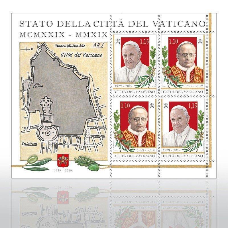 2019 90° anniversario dei Patti Lateranensi e della Fondazione dello Stato della Citta del Vaticano 1 MF da 2 coppie Vaticano VATICANO - 2019 - 90° anniversario dei Patti Lateranensi e della Fondazione dello Stato della Città del Vaticano - 1 MF da 2 coppie