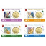 VATICANO - 2019 - Stamp&Coin Card N° 26-27-28-29: I viaggi del Papa con 50 c. - 4 x 1 moneta FDC