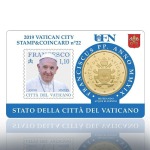 VATICANO - 2019 - Stamp&Coin Card N° 22-23-24-25: Papa Francesco con 50 c. - 4 x 1 moneta FDC