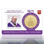 VATICANO - 2019 - Stamp&Coin Card N° 22-23-24-25: Papa Francesco con 50 c. - 4 x 1 moneta FDC
