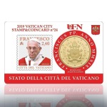 VATICANO - 2019 - Stamp&Coin Card N° 22-23-24-25: Papa Francesco con 50 c. - 4 x 1 moneta FDC