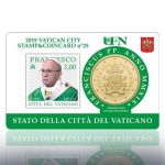 VATICANO - 2019 - Stamp&Coin Card N° 22-23-24-25: Papa Francesco con 50 c. - 4 x 1 moneta FDC