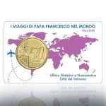 VATICANO - 2019 - Stamp&Coin Card N° 26-27-28-29: I viaggi del Papa con 50 c. - 4 x 1 moneta FDC