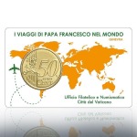 VATICANO - 2019 - Stamp&Coin Card N° 26-27-28-29: I viaggi del Papa con 50 c. - 4 x 1 moneta FDC