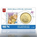 VATICANO - 2019 - Stamp&Coin Card N° 26-27-28-29: I viaggi del Papa con 50 c. - 4 x 1 moneta FDC