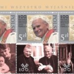 POLONIA - 2020 - 100° della nascita di San Giovanni Paolo II - striscia di 3 v. con 3 chiudilettera diversi (E.C. di Polonia con Vaticano)