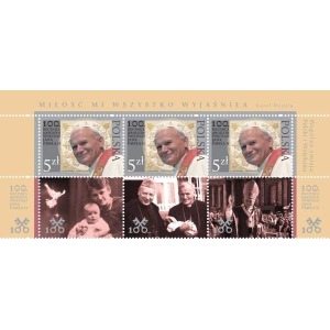 POLONIA - 2020 - 100° della nascita di San Giovanni Paolo II - striscia di 3 v. con 3 chiudilettera diversi (E.C. di Polonia con Vaticano)