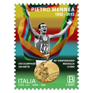 ITALIA - 2020 - Pietro Mennea: 40° della prima medaglia d’oro alle Olimpiadi di Mosca - 1 v. con codice a barre