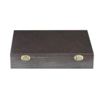 LINDNER - Cofanetto CARUS 4 in legno con 4 ripiani blu a 20 caselle quadrate da 50 mm con tacca - Noce scuro