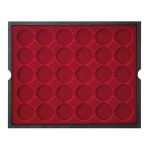 LINDNER - Cofanetto CARUS 4 in legno con 4 ripiani bordeaux a 30 caselle rotonde da 37 mm - Noce scuro