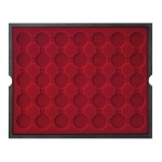 LINDNER - Cofanetto CARUS 4 in legno con 4 ripiani bordeaux a 35 caselle rotonde da 32 mm - Noce scuro