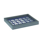 LINDNER - Cofanetto NERA CASSETTA M CON FINESTRA con interno blu a 24 caselle quadrate da 42 mm - Nero